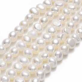 Natural Cultured Freshwater Pearl Beads Strands, Two Sides Polished