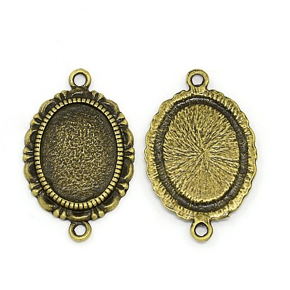 Tibetan Style Alloy Cabochon Connector Settings, Nickel Free, Oval