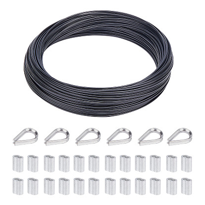 Stainless Steel Wire Sets, with 304 Stainless Steel Wire Guardian and Aluminum Slide Charms