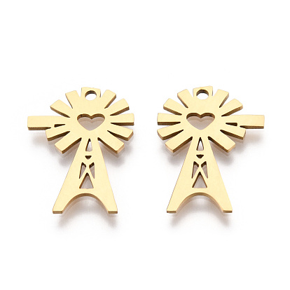 201 Stainless Steel Pendants, Flower Charm