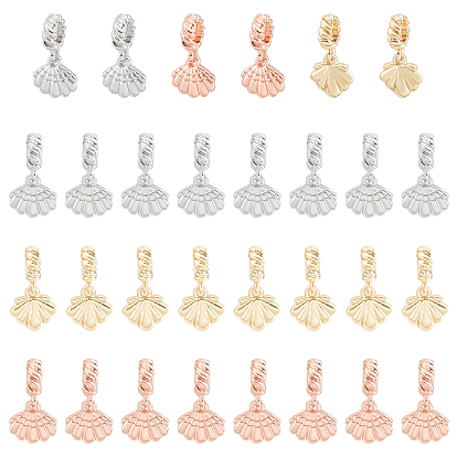 30 piezas 3 colores estante chapado aleación europea colgantes dijes, Grandes colgantes agujero, sin cadmio y níque y plomo, shell forma