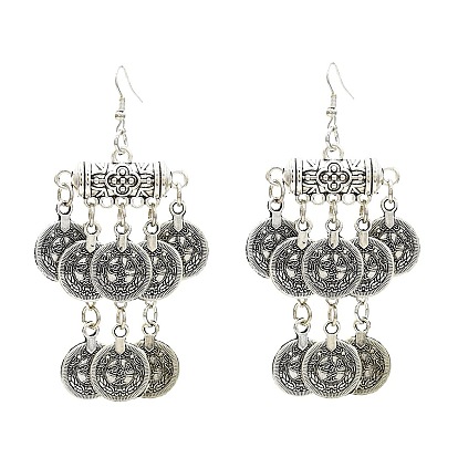 Серьги-подвески с кисточками из сплава монет