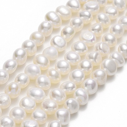 Natural Cultured Freshwater Pearl Beads Strands, Two Sides Polished