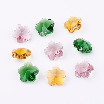 Transparent Glass Pendants, Flower, Faceted