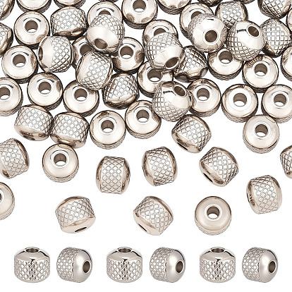 60 шт. 304 бусины из нержавеющей стали, круглый с рябью