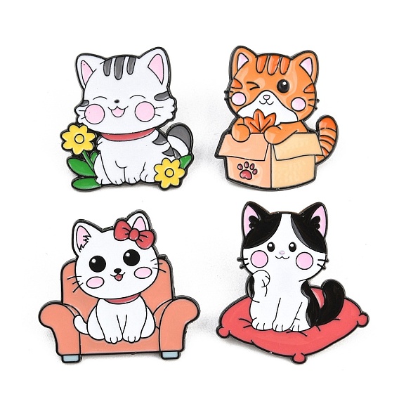 Эмалевые булавки, булавки для лацканов из сплава для одежды рюкзака, формы кошек, чёрные