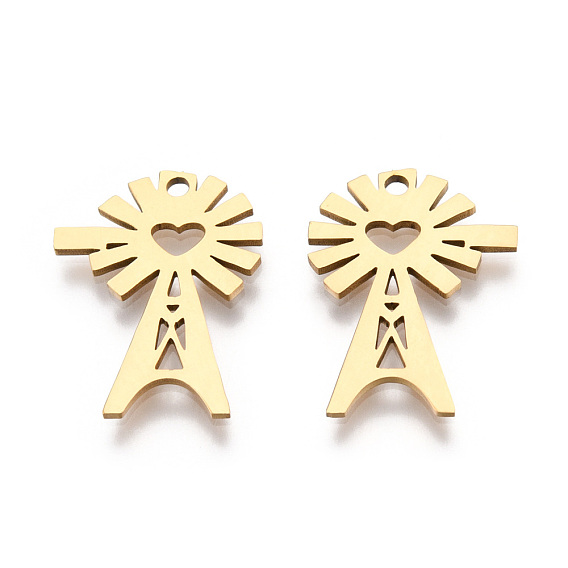 Pendentifs en acier inoxydable, charme de fleur