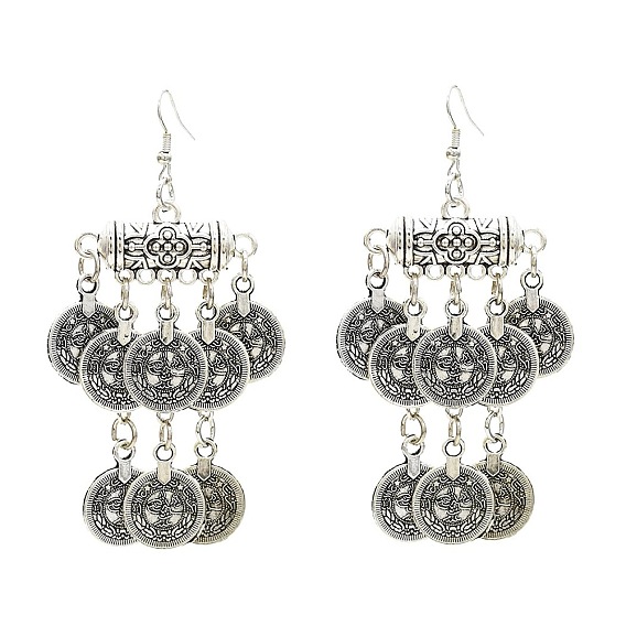 Серьги-подвески с кисточками из сплава монет