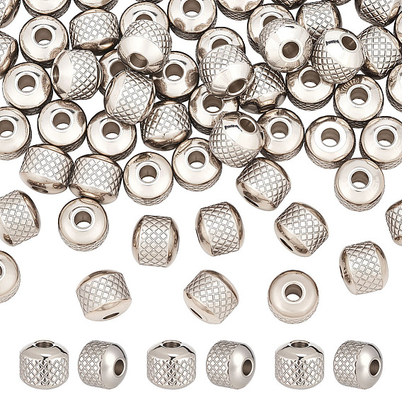 60 шт. 304 бусины из нержавеющей стали, круглый с рябью