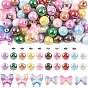 Round & Butterfly & Bowknot Acrylic & Brass Rhinestone Spacer Beads Findings Kits