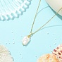 Colgante rectangular de perla keshi barroca natural 304 Collares de cadena de cable de acero inoxidable para mujer, blanco