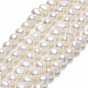 Natural Cultured Freshwater Pearl Beads Strands, Two Sides Polished