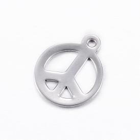 201 Stainless Steel Charms, Peace Sign