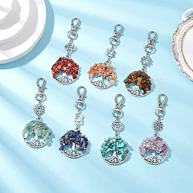 Чакра натуральные и синтетические драгоценные камни бусины и сплав древо жизни подвески украшения, с поворотными застежками когтя омара