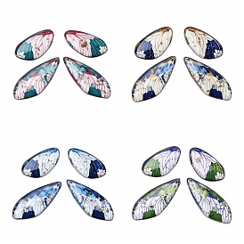 4шт. подвески в виде крыльев бабочки из прозрачной эпоксидной смолы, с золотой фольгой и блестками