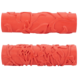Olycraft 2Pcs 2 Style Textured Synthetic Rubber Rollers, Paint Roller Accessories, for Home Wall Painting Decoration, Orange Red