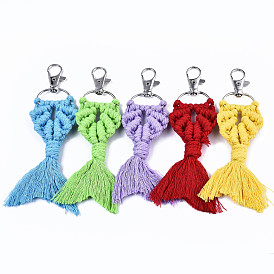 Polycotton(Polyester Cotton) Tassel Big Pendants Decorations, with Platinum Plated Alloy Swivel Lobster Claw Clasps, Cadmium Free & Lead Free, Goldfish