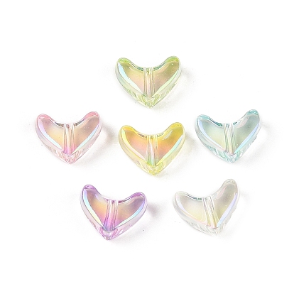 UV Plating Transparent Acrylic Beads, Heart