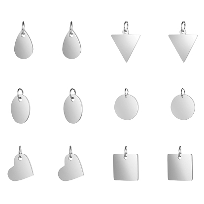 201 Stainless Steel Charms, Stamping Blank Tag, Mixed Shapes