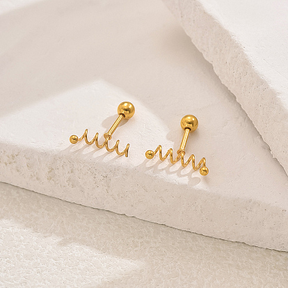 Стильные винтажные серьги-гвоздики с пружинным винтом 201 из нержавеющей стали