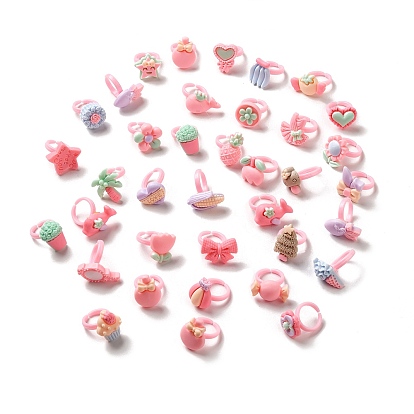 Cartoon Opaque Resin Open Cuff Ring for Child