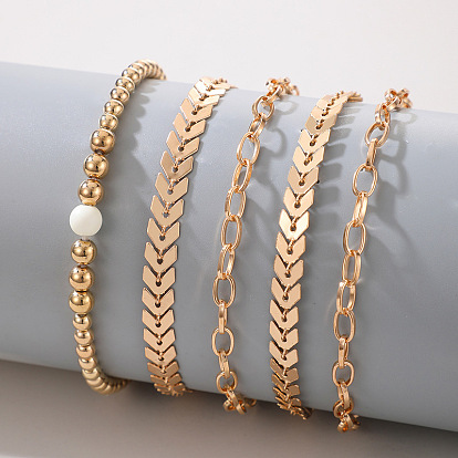 Simple and Fashionable Geometric Airplane Chain Creative Personality Five-piece Bracelet