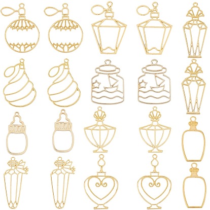 Zinc Alloy Open Back Bezel Pendants, For DIY UV Resin, Epoxy Resin, Pressed Flower Jewelry, Perfume Bottle