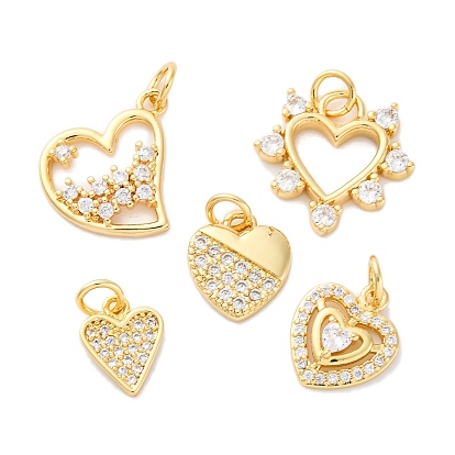 Латунные микро проложить кубического циркония подвески, без кадмия и без свинца, сердце прелести, с целью перехода в кольце