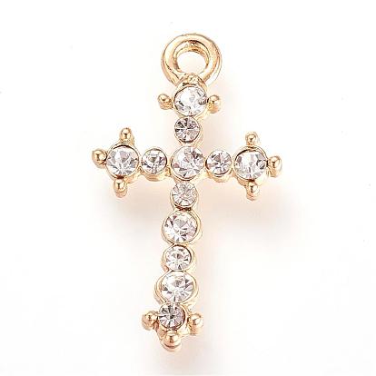 Alloy Rhinestones Pendants, Cross