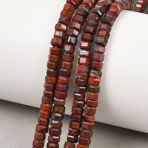 Природные брекчированных яшмы бисер нитей, граненые, шестиугольник