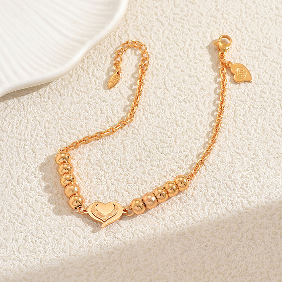 201 из нержавеющей стали ссылка браслеты, круглые браслеты из бисера для женщин, сердце