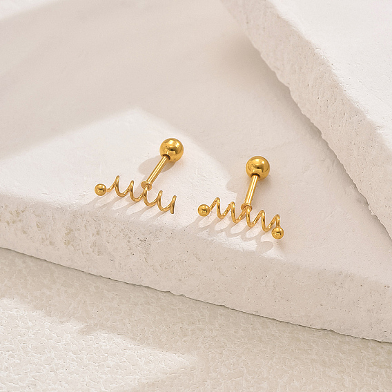 Стильные винтажные серьги-гвоздики с пружинным винтом 201 из нержавеющей стали