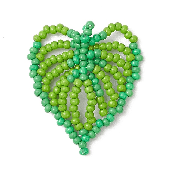 Подвески из стеклянного бисера ручной работы, лист прелести