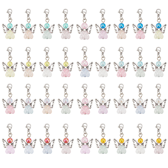 Акриловый кулон в виде сердца ангела, с 304 нержавеющей стали застежки