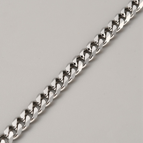 304 Stainless Steel Cuban Link Chains, Unwelded, with Spool
