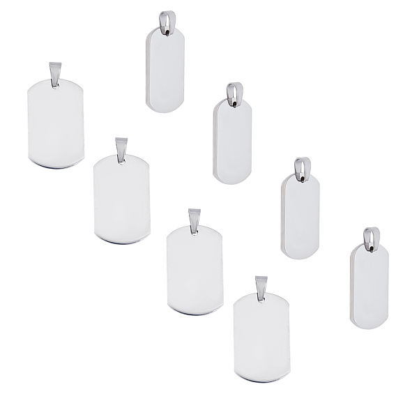 Unicraftale 304 Stainless Steel Stamping Blank Tag Pendants, Double Side Polished, Rectangle