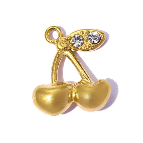 304 подвески из нержавеющей стали и страз, вишневое очарование, ионное покрытие (ip), долговечный, кристалл