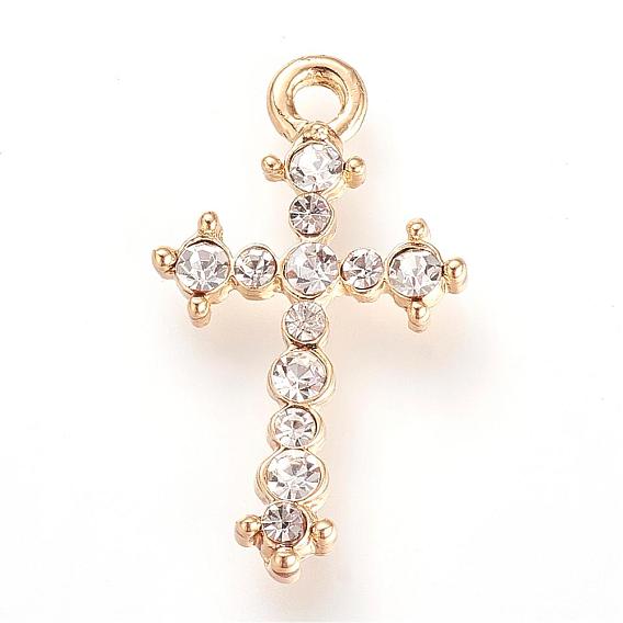 Alloy Rhinestones Pendants, Cross