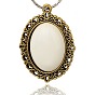 Tibetan Style Alloy Resin Pendants, Oval, Antique Golden, 39x28x7mm, Hole: 2mm