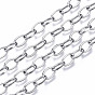 304 Stainless Steel Paperclip Chains, Unwelded, with Spool, Flat Oval