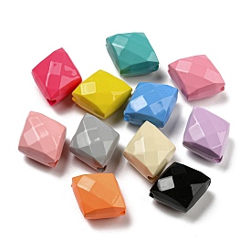 Opaque Baking Paint Acrylic Beads, Faceted Rhombus