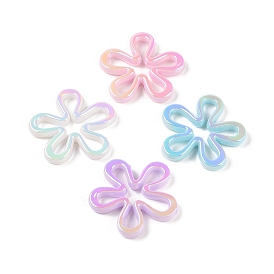 UV Plating Opaque Acrylic Beads, Flower