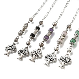 Сплав дерева биолокационные маятники, с латунной фурнитурой с покрытием и бусинами из натуральных и синтетических драгоценных камней