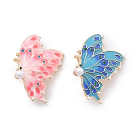 Эмалированные булавки-бабочки, Броши из сплава со стразами для рюкзака, с имитацией жемчуга
