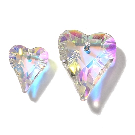 Стеклянные подвески, сердце, AB цвет, граненые