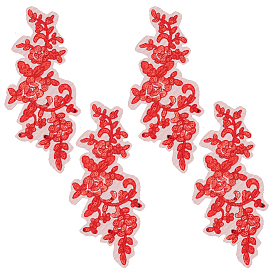2Pairs Leaves Polyester Embroidery Ornaments Accessories, Lace Sequins Clothing Sew on Patches, Suitable for Wedding Dress, Performance Clothes