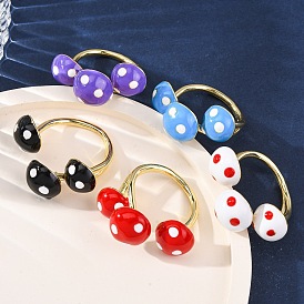 Латунные эмалевые открытые манжеты для женщин, гриб, стойки покрытие, прочное покрытие, без кадмия и без свинца