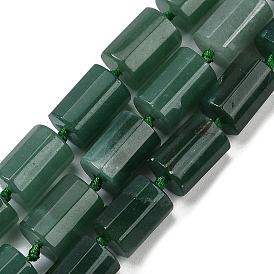 Natural Green Aventurine Beads Strands, Faceted, Column