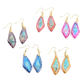 Серьги из натурального регалита / имперская яшма / морской осадок, с  латунными крючками для серег, окрашенные, лист