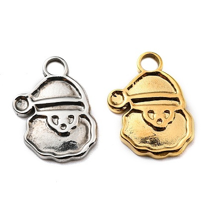 Ion Plating(IP) 304 Stainless Steel Charms, Manual Polishing, Christmas Theme, Santa Claus